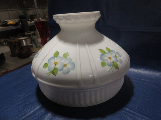 Image for Aladdin Milk Glass hand painted lamp shade