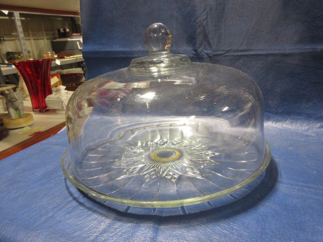 Image for Crystal dome covered cake plate