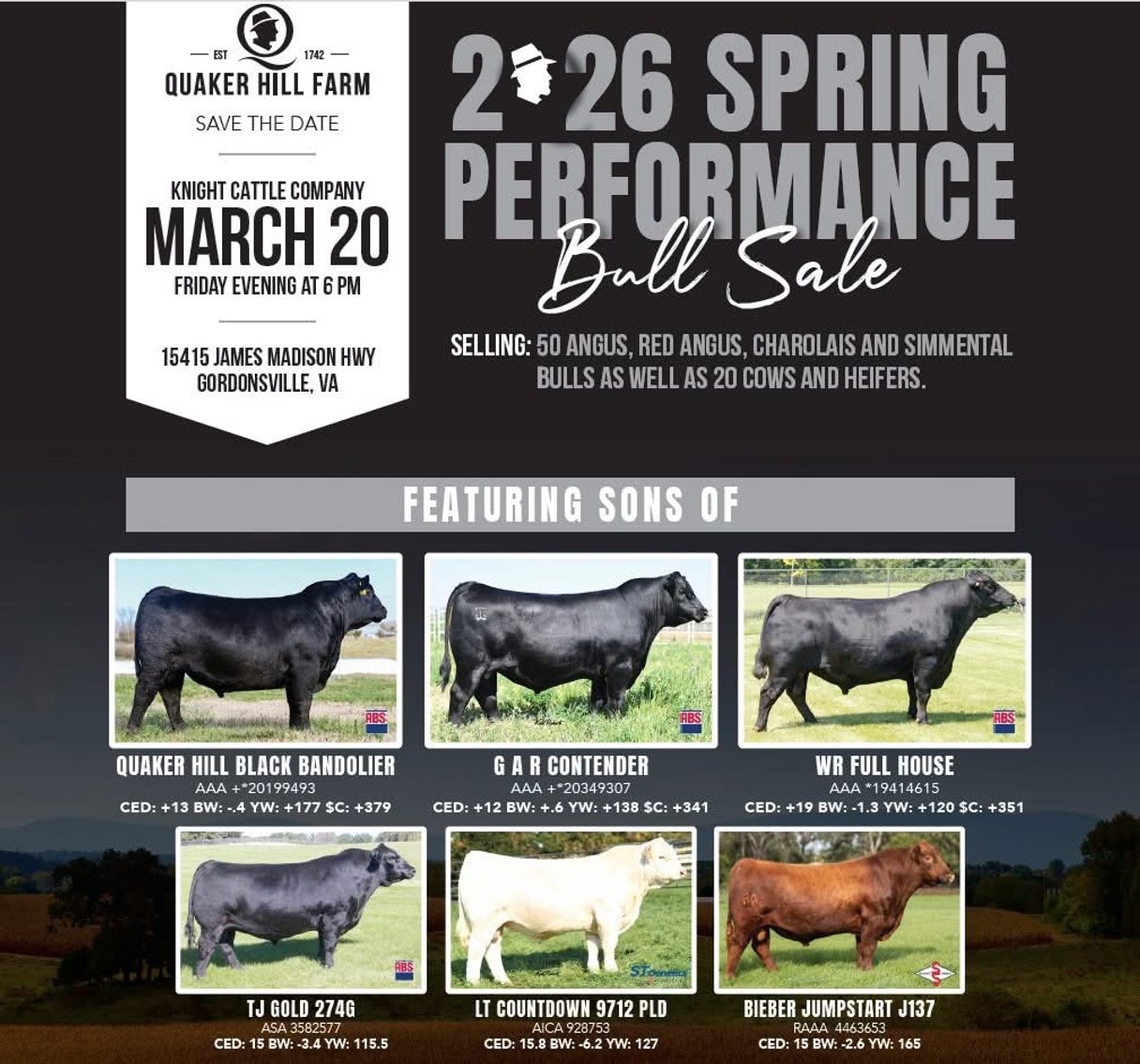 Image for Quaker Hill Farm – 2026 Spring Performance Bull Sale