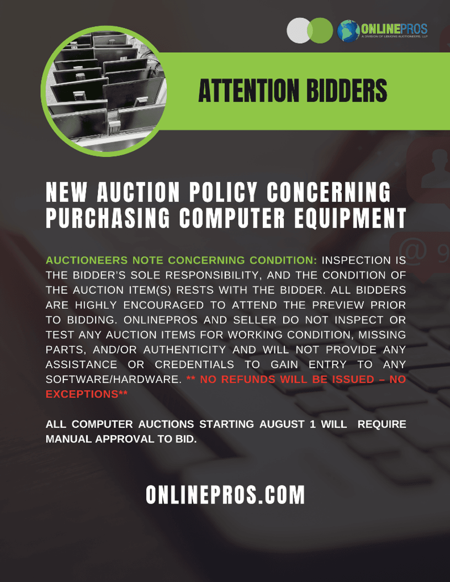 Image for New Auction Policy Concerning Purchasing Computer Equipment