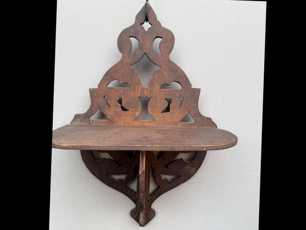 Image for Antique Wall Shelf, Decorative Glass Vase and Bottle