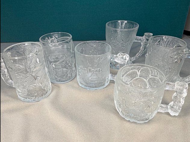 Image for Glass Flintstone and Batman Mugs