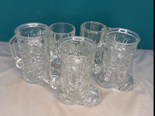 Image for Cowboy Boot and Clear Beer Mugs