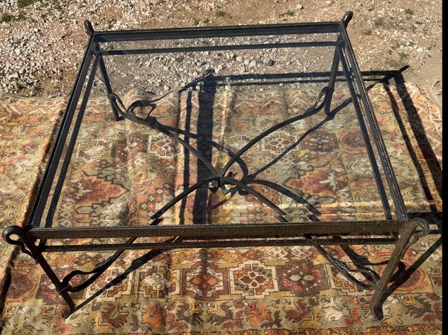 Image for Glass and Iron Square Coffee Table