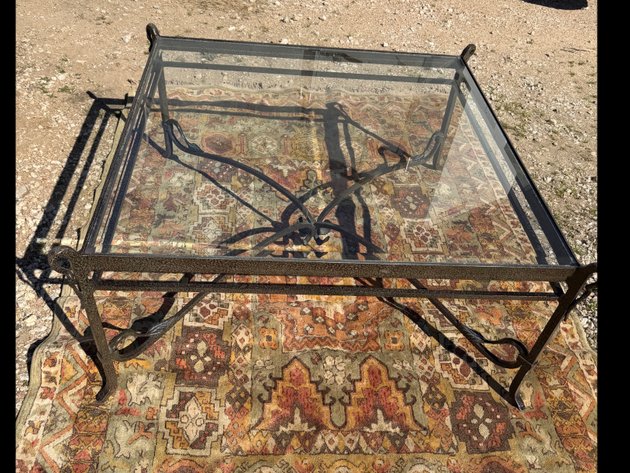 Image for Glass and Iron Square Coffee Table