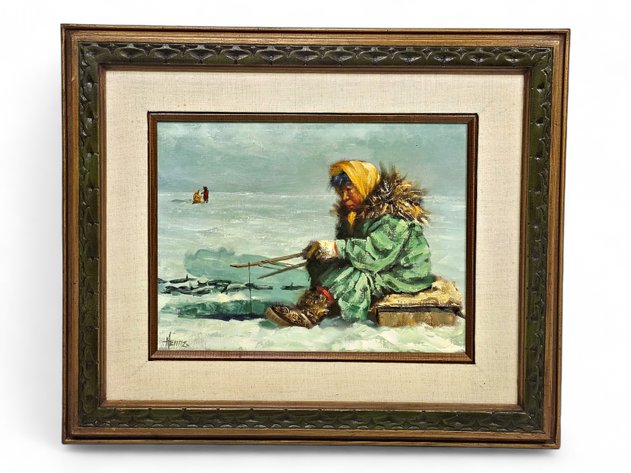 Ellen Henne Goodale Oil Painting of a Woman Fishing