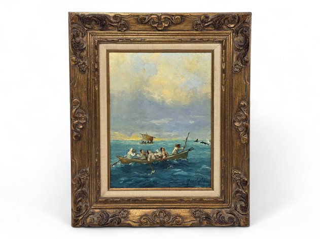Harvey B. Goodale Oil Painting of Whale Hunters