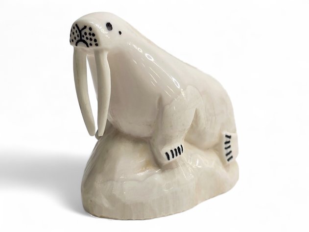 Walrus Ivory & Baleen Walrus Figurine - James Okpealuk