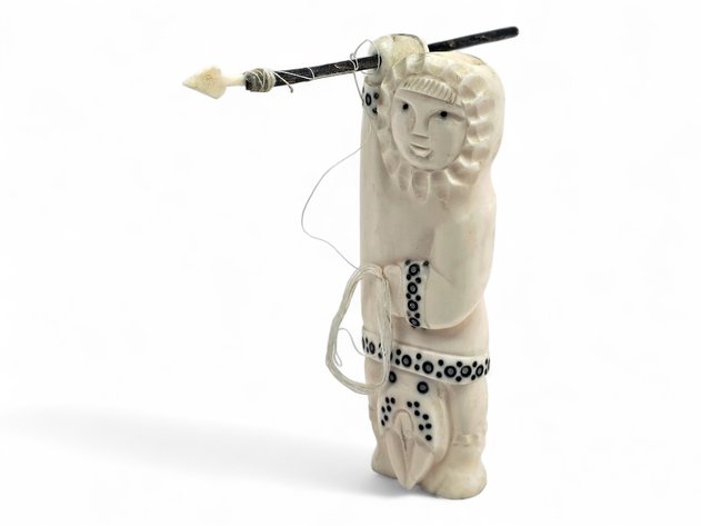 Walrus Ivory, Baleen & Stone Hunter Figurine