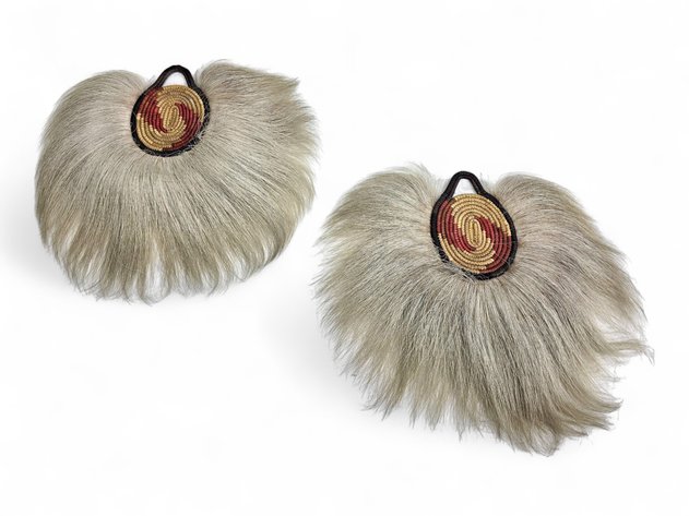 Yup'ik Coiled Grass Women's Dance Fans w/ Fur Fringe