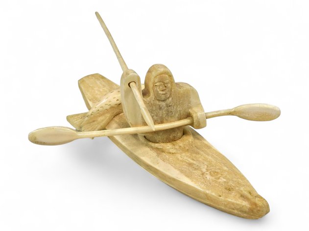 Walrus Ivory Hunter w/ Seal - Jesse Arnariak