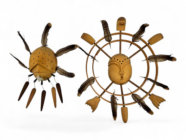 Wood, Feather Spirit Wheel & Mask - Cekpik