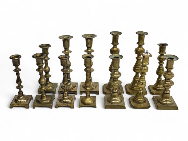 13x Brass Candlestick Holders