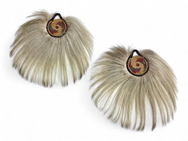 Yup'ik Coiled Grass Women's Dance Fans w/ Fur Fringe