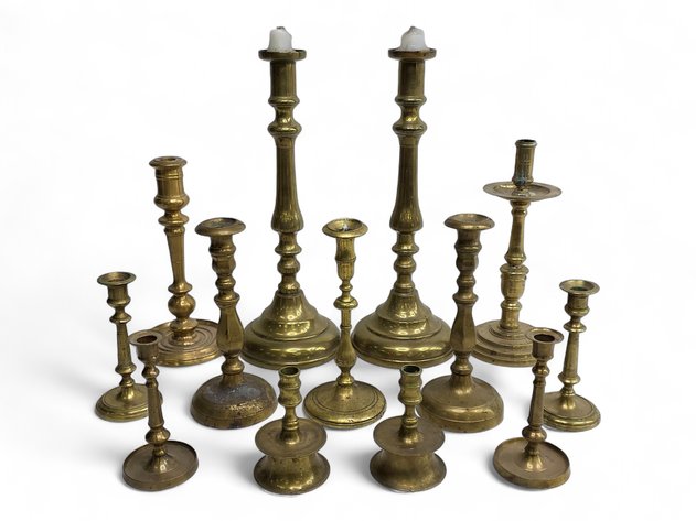 13x Brass Candlestick Holders