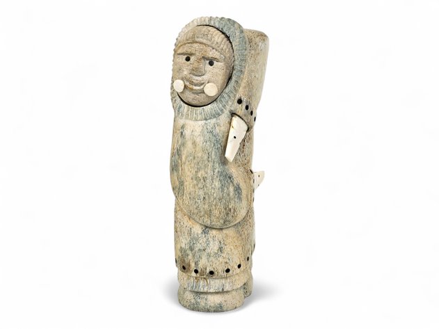 Whale Bone, Walrus Ivory & Baleen Dancer Figurine - Edwin J. Weyionanna
