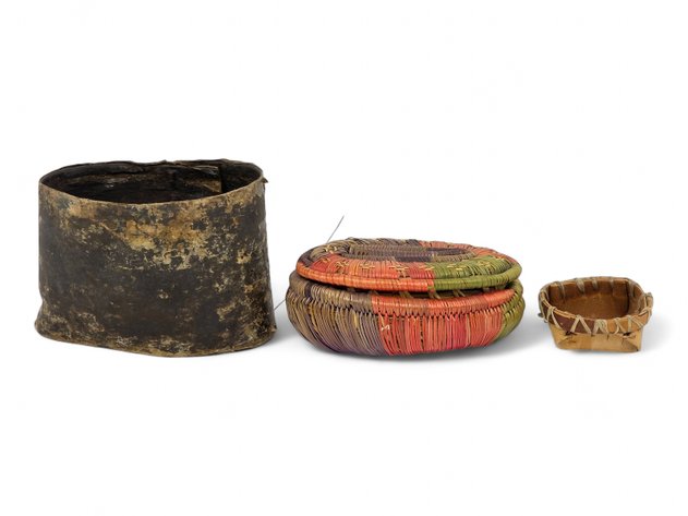 Baleen, Birch Bark & Woven Grass Baskets