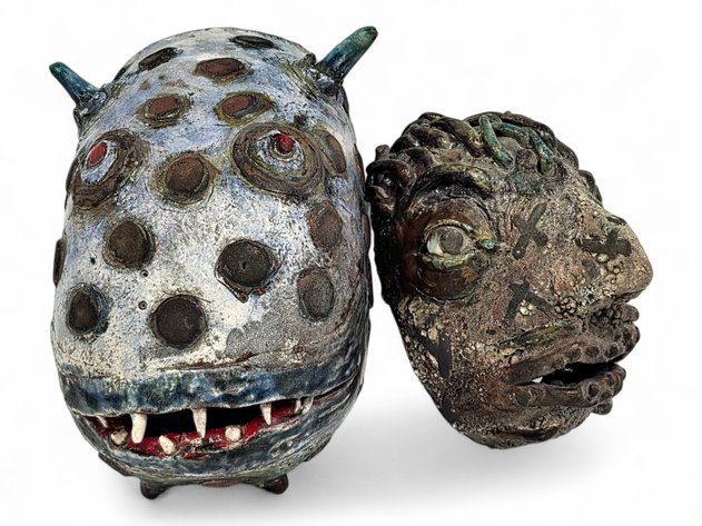 Whimsical Creature Mask Sculptures