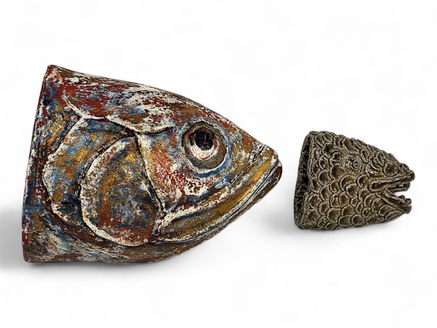 Painted & Glazed Ceramic Fish Head Sculptures - Bill Sabo