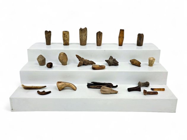 Eskimo Artifacts: Engraved Toggle, Bird Blunts, Buttons, etc.