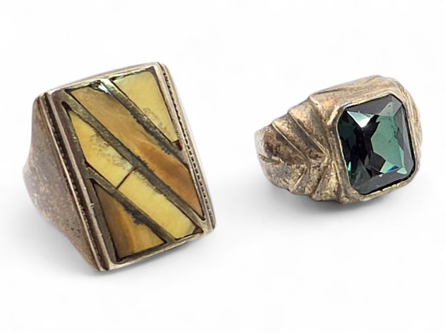 Sterling Silver Rings w/ Ivory & Elbaite Stones