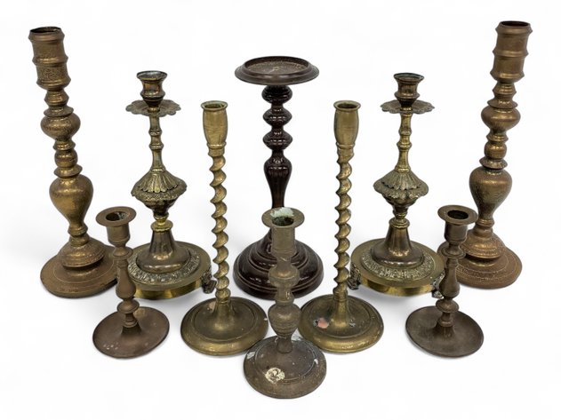 10x Brass Candlestick Holders