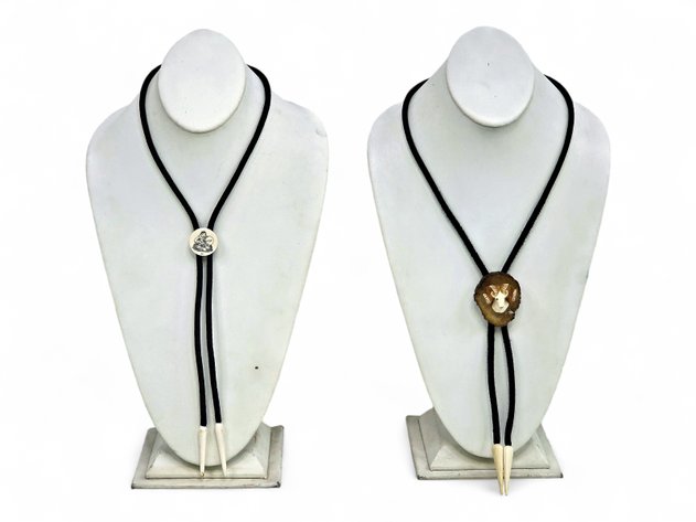 Walrus Ivory Bolo Ties w/ Black Cord