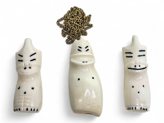 Scrimshaw Tooth & Baleen Billiken Pendants