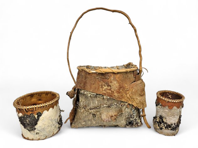 Athabascan Birch Bark & Spruce Root Baskets - Yvonne John w/ Ardella Hagen