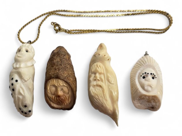 Ivory & Baleen Pendants - Edwin J. Weyionanna, Gene Angnaboogok & Others