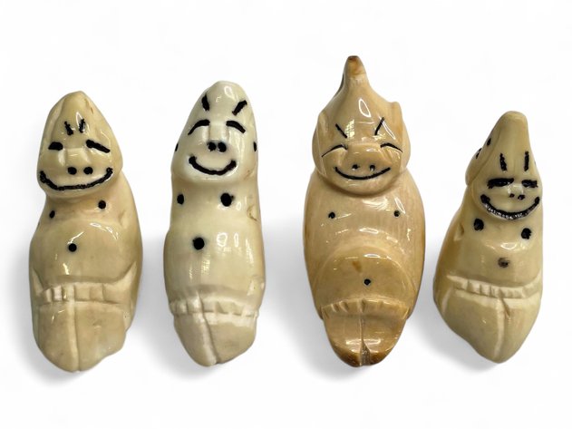 Scrimshaw Tooth & Baleen Billiken Figures