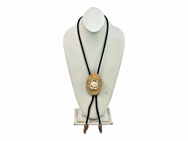 Walrus Ivory & Antler Bolo Tie w/ Black Cord