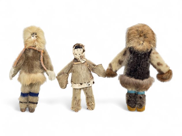 Alaskan Native Ivory, Seal Fur & Leather Dolls