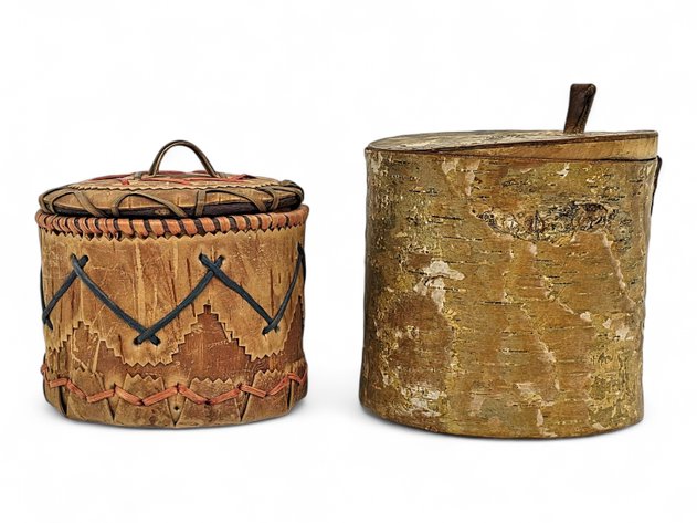 Athabascan Lidded Birch Bark Baskets