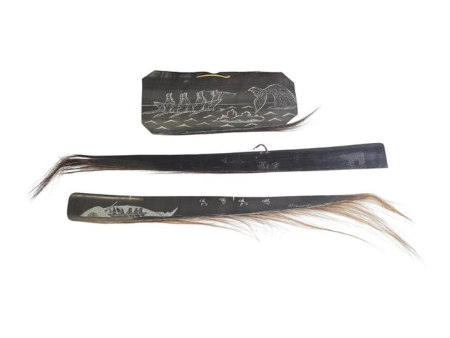 Whale Baleen Fronds w/ Scrimshaw Designs