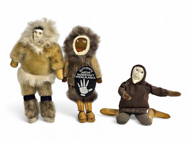 Ivory, Seal Fur, Leather Alaskan Native Dolls - Marie Wilurokak, Barb Ongtawasruk & Ursula Paniyak-Irvin