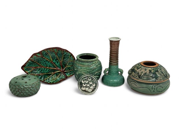 Ceramic Flower Frog, Long-Necked Vase, Pansy Ring Vase & More