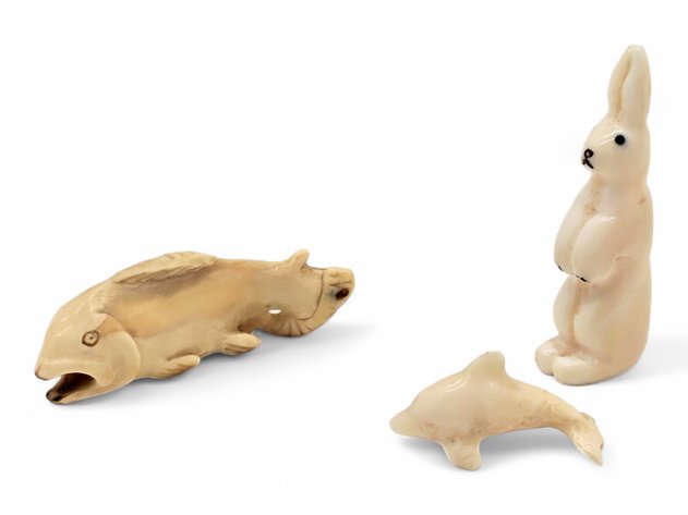 Walrus Ivory Salmon, Snow Hare & Whale - Roberta Ningealook & Others