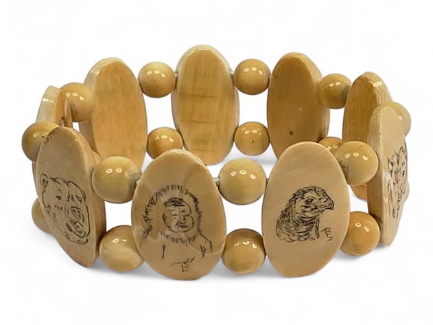 Bone Bracelet w/ Alaska-Themed Scrimshaw - Roy Sockpick