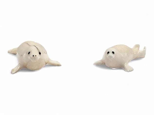 Walrus Ivory & Baleen Seal Figurines - Andrew Rookok