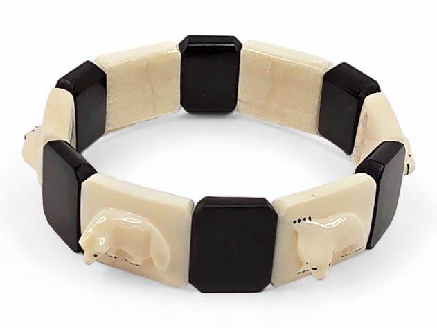 Walrus Ivory & Baleen Arctic Animal Panel Bracelet - James Omiak, Sr.