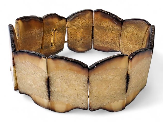 Fossilized Walrus Ivory Panel Bracelet - Stanley Tocktoo