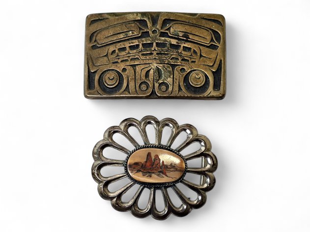 PNW Coast Formline & Sterling Silver Southwestern Belt Buckles