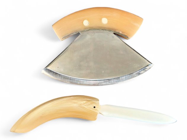 Ulu & C. Smith Letter Opener w/ Horn Handles & Whale Baleen Accents