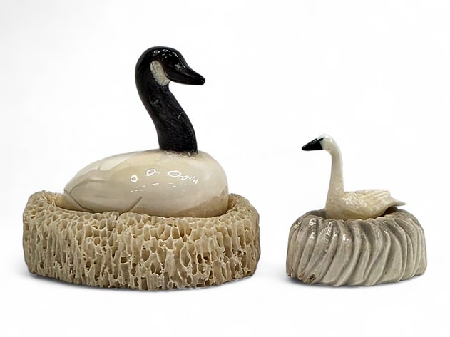 Walrus Ivory & Baleen Loon & Swan w/ Nests - Randall Jones & Leonard Savage