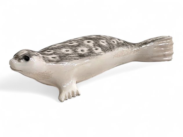 Walrus Ivory, Baleen & Scrimshaw Spotted Seal Figurine