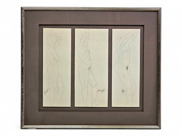 Erica C. & Rachel Original Life Drawing Triptych