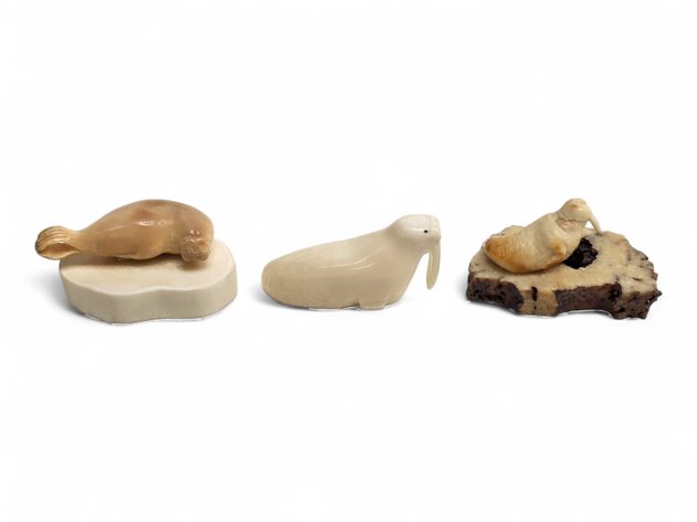 Walrus Ivory Walrus Figurines - Kava, Okpealuk & Tepot