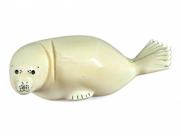 Walrus Ivory Seal Figurine - Keezetat Family
