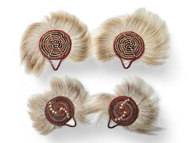 Yup'ik Coiled Grass Women's Dance Fans w/ Fur Fringe